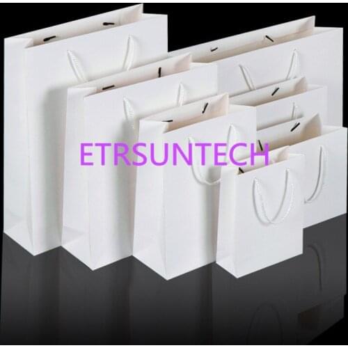 100pcs/lot White/Black kraft paper bag with handle Wedding Party Favor Paper Gift Bags