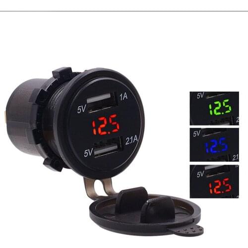 12V Dual USB Charger Socket Adapter LED Display Power Socket for Car Motorcycle Dual USB Charger Socket Adapter LED Display