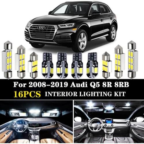 16X White Canbus led Car interior lights Package Kit For Audi Q5 8R 8RB 2008-2019 LED Car Dome Map Interior Light Kit