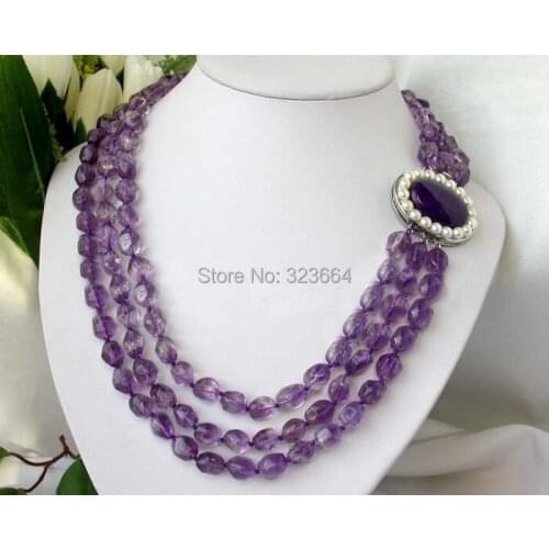 3strands nature Beautiful crystal necklace clasp