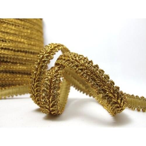 3 Yards 3/8 Inch Gold Glittery Gimp Braided Trim|6 Colors|French Gimp Braided|Scroll Braid Trim|Decorative Embellishment Trim