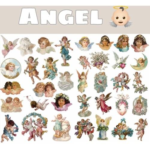 35PCS angel Stickers Crafts And Scrapbooking stickers book Student label Decorative sticker DIY Stationery