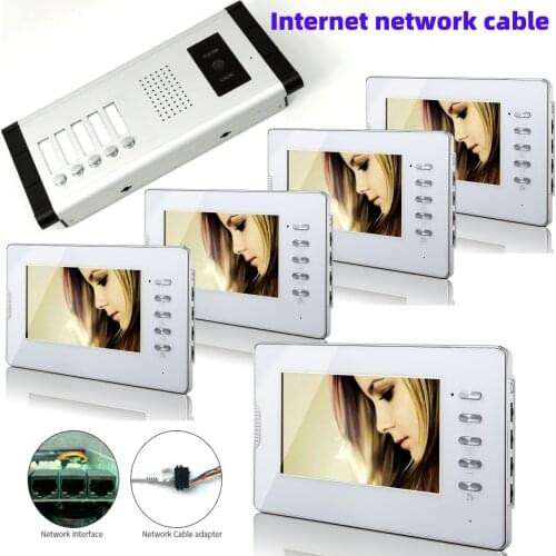 6 Apartment Visual Intercom 7 Inch Monitor Video Door Phone Doorbell Intercom 100 Meter Wired Network Cable Home Security System