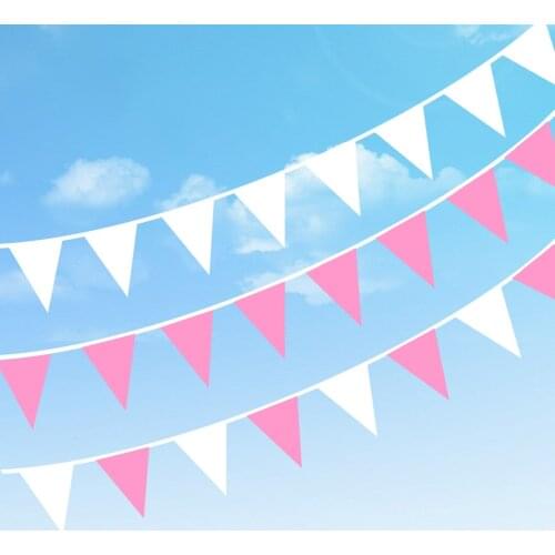 8M 20flags Lovely Satin FabricTriangle Banner Garlands Girls Birthday Bachelorette Party Decoration Supplies Wedding Hanging