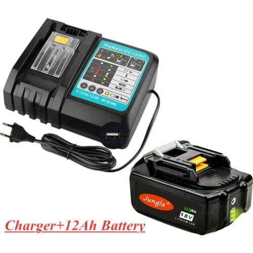 2020 18V 12Ah Rechargeable Battery 12000mah Li-Ion Battery Replacement Power Battery for MAKITA BL1880 BL1860 BL1830+3A Charger