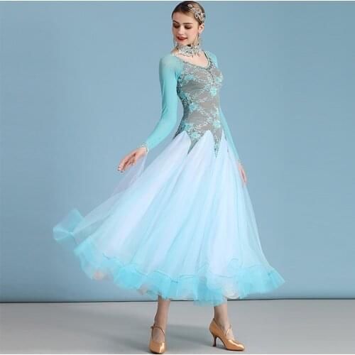 Ballroom Dance Competition Dresses Shiny Rhinestones Waltz Dress Flamenco Rave Outfit Modern Stage Performance Wear