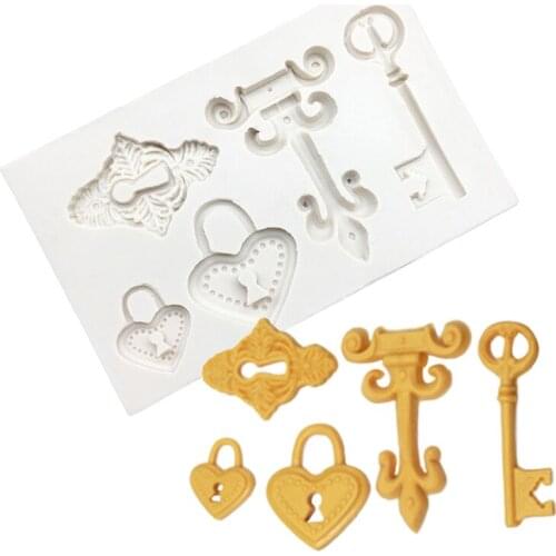 Key Lock Silicone Sugarcraft Chocolate Cupcake Baking Mold Resin Tools Fondant Cake Decorating Tools