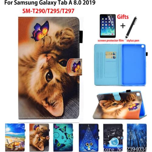 Funda For samsung galaxy tab A 8.0 2019 Case SM-T290 SM-T295 T290 T295 T297 Cover Cute printing protective Stand Shell +Gift