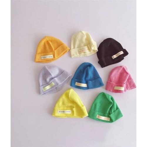 Kids Baby Hat Cap Korean Version Childrens Knitted Hats Personality Fashion Boys Melon Skin Caps Cloth Labels Girls Woolen Hat