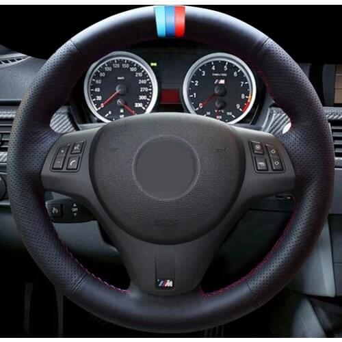 DIY Black Artificial Leather Non-Slip Car Steering Wheel Cover For BMW M Sport M3 E90 E91 E92 E93 E87 E81 E82 E88 X1 E84