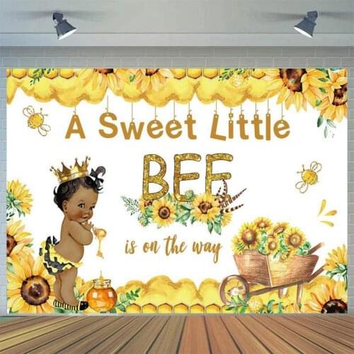 A Sweet Little Bee Sunflowers Newborn Backdrops Photography Girl Princess Pumpkin Cake Table Decor Photo Background