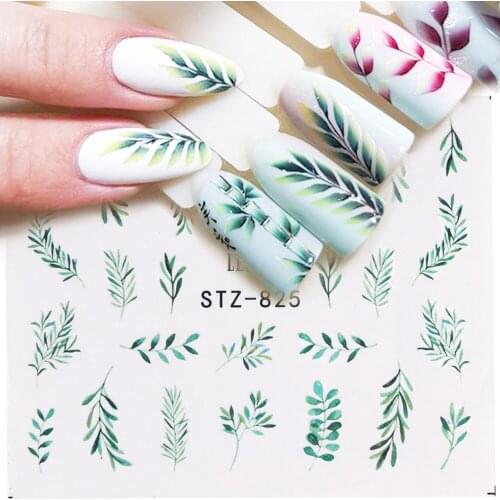 HOT Water Nail Decal and Sticker Flower Leaf Tree Green Simple Summer DIY Slider for Manicure Nail Art Watermark Manicure Decor