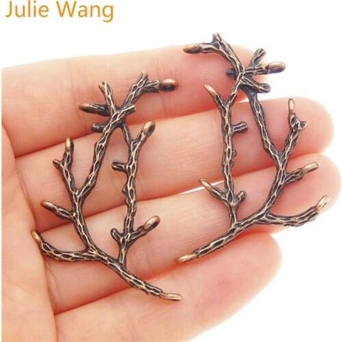 Julie Wang 5pcs Red Copper Mini Charms Branches Shape Pendant Handmade Hanging Crafts Accessory Suspension AU35351