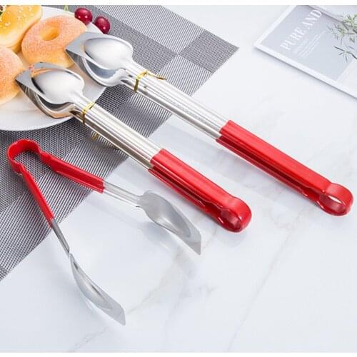 Justdolife Cooking Tongs Stainless Steel Non-Slip Non-Stick Kitchen Tongs Serving Clamp Cooking Clip Pastry Clamp BBQ Tongs