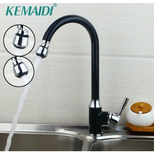 KEMAIDI 360 Degree Rotate Kitchen Faucet Nozzle Kitchen Mixer Deck Mounted Black Single Handle Single Hole Tap