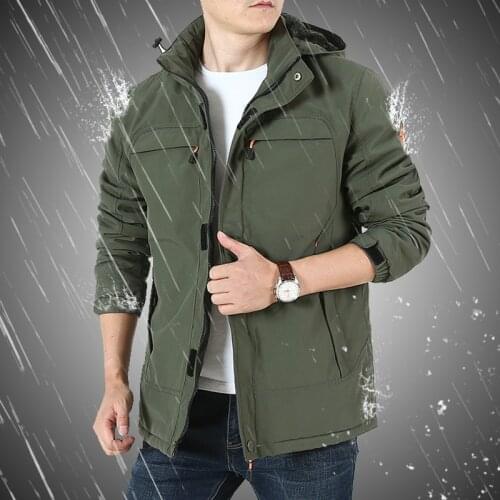 Military Outdoor Jacket Men Waterproof Coats 2021 Windproof Hooded Windbreaker Jacket Mens Solid Color Zipper Army Bomber Jacket