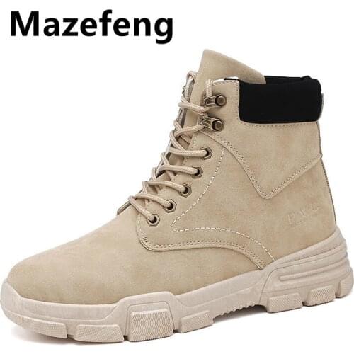 Mazefeng Brand 2021 Mens Shoes New Men British High Top Martin Boots Winter Retro Tooling Boots Military Boots Plus Size 39-44