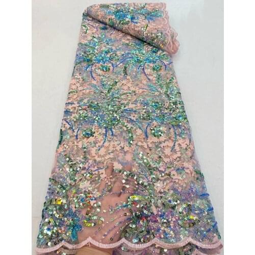 New exquisite multi-color sequined tulle embroidery, high-quality fabric, suitable for fashionable ladies' dress design fabrics