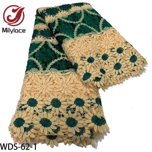 Latest Guipure Lace Velvet Embroiderey African Cord Lace Fabric High Quality Nigeria Lace Fabric for Wedding WDS-62