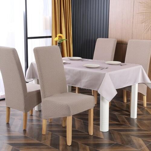 Solid Elastic Spandex Slipcover for Living Room Decor Stretch Seats Covers for Dining Large Jacquard Kitchen Chair Covers D30