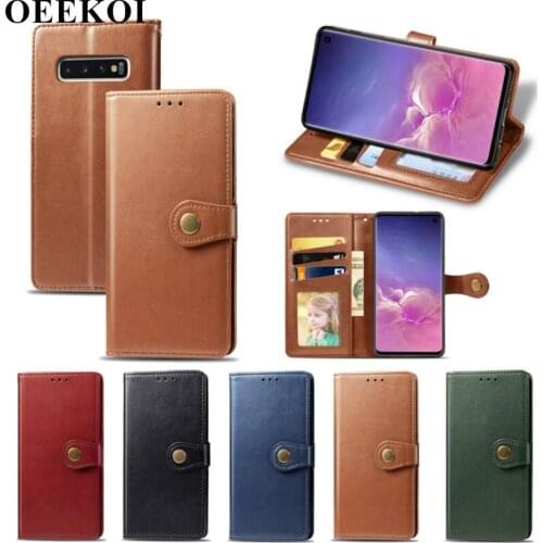 OEEKOI Pure Color PU Leather Wallet Flip Cover Case for Samsung Galaxy A20E J2 Prime S10 Plus S10e S10 S9 Plus S9 S8 Plus S8