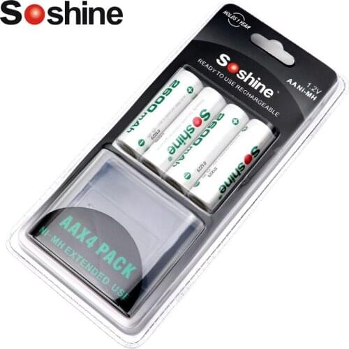Soshine AA 1.2V 2600mAh Rechargeable NI-MH Battery bateria recargable AA battery pilas recargables Low self-discharge with case