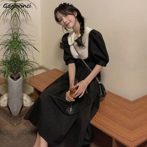 Dresses Women Summer Puff Sleeve Sexy Female Loose French Style All-match Preppy Simple Elegant Harajuku Cozy Chic Vintage New