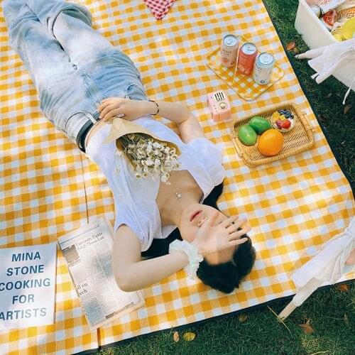 Plaid Picnic Blanket Foldable 160 200 Beach Mat Camping Waterproof Outdoor Portable Cloth for Outing Tent Anti-greasy Oxford