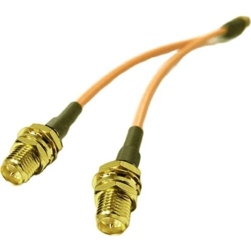RP SMA male plug to 2X RP-SMA female male pin Splitter Combiner Pigtail cable RG316 15CM 6"