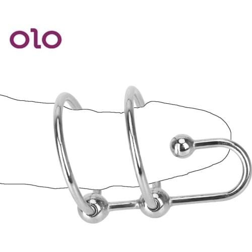 OLO Erection Enhancer Sex Toys For Men Penis Ring Stainless Steel Delayed Ejaculation Male Masturbation Urethral Plug