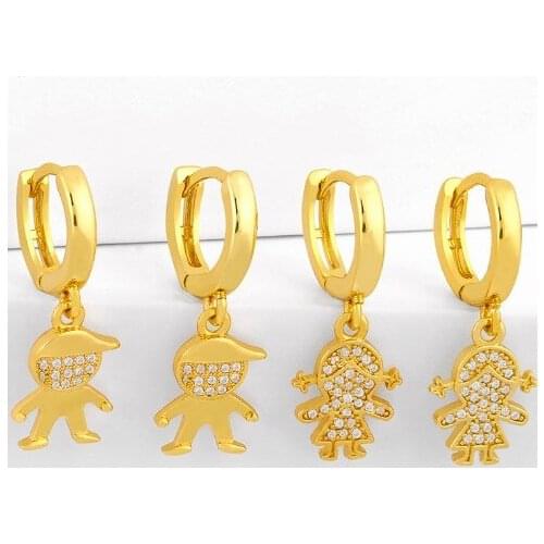 Boy girl multicolor Brass micro pave cz zircon cubic zirconia drop Hoop Earrings studs copper gold plated crystal sf2