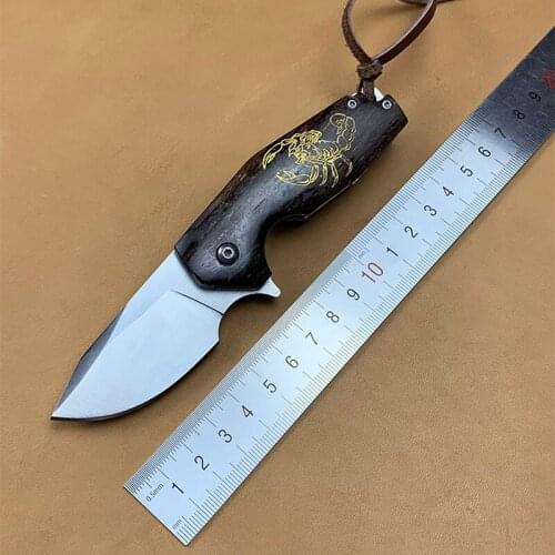 Free shipping sharp D2 steel imports blacksmithing camping tool folding knife wood handle outdoor self-defense knife