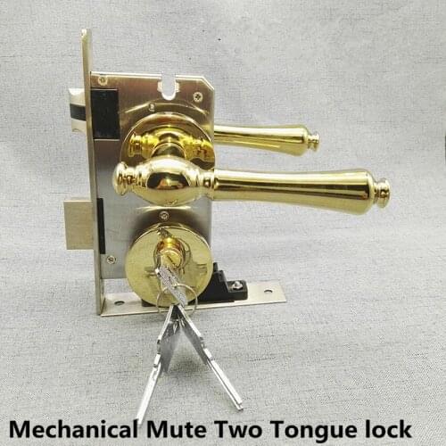 Modern fashion Luxurious PVD gold Magnetic mute Interior door lock shiny gold Bearing mute bedroom door lock hinge door stopper