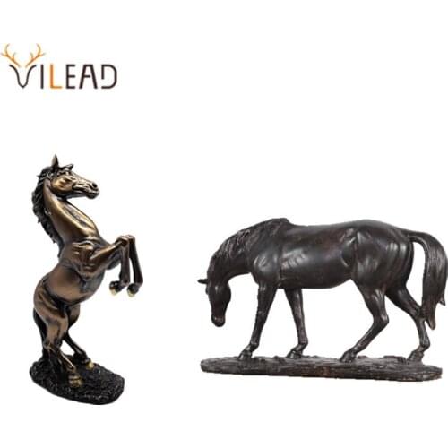VILEAD 17cm 31.5cm Resin Horse Statue Europe Horse To Successful Lucky Figurines Creative Animal Ornament Decoration Hogar Craft