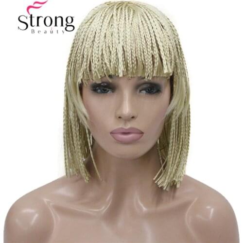StrongBeauty Short Bob Braided Box Braids Blonde Wig Full Coverage Synthetic Wigs COLOUR CHOICES
