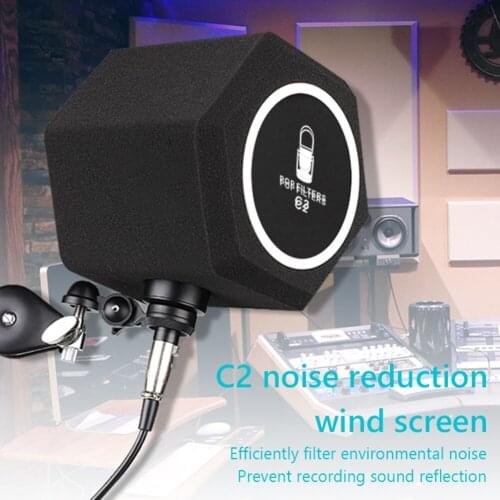 C2 Universal Studio Mic Screen Detachable Recording Live Microphone Anti-Interference Noise Reduction Wind-Proof Screen 55-75mm
