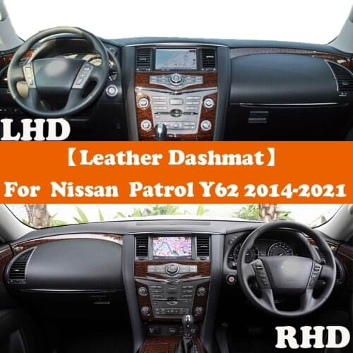 Suede Leather Dashmat Accessories Car-Styling Dashboard Covers Pad Sunshade For Nissan Patrol Nismo Armada Ti V8 Y62 2014-2021