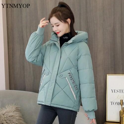 Womens Winter Jacket Warm Padded Clothes Hooded Letter Parkas Thick Winter Coat Plus Size S-3XL casaco feminino YTNMYOP