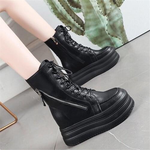 Punk Style Platform 2020 new British style Women Ankle Boots Womens Motorcycle Boot Fashion Ladies Chunky Shoes size 34-39 hot