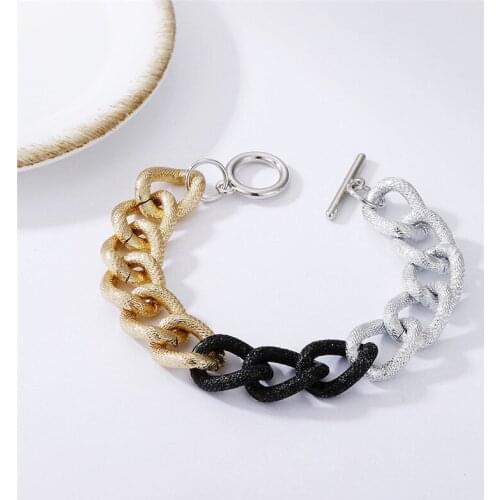 ZOSHI Creative Multicolor Punk Chains Bracelet for Women Mens Hip Hop Retro Matte Jewelry Personality Summer Wrist Bracelet