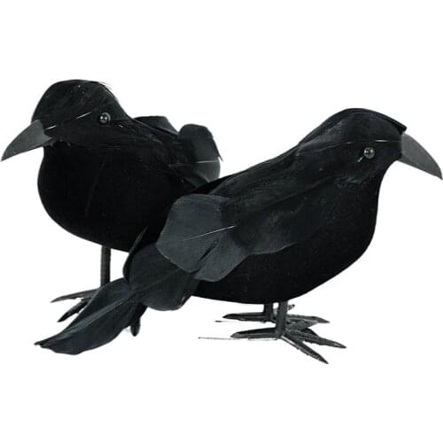 1/2pcs Black Simulation Crow Fake Bird Raven Artificial Animal Model Scary Props For Halloween Party Bar Home Yard Decoration