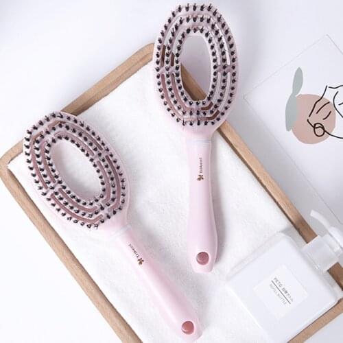 1PC Oval Boar Bristle & Nylon Hair Comb Mini Anti-static Hair Scalp Massage Comb Hairbrush Salon Hair Brush Styling Tool
