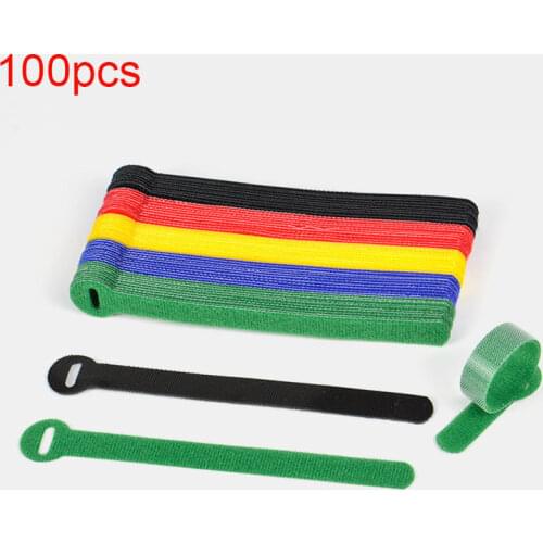 100pcs T-type Velcro Cable Tie Wire Reusable Cord Organizer Wire 15*1.2cm Colorful Computer Data Cable Power Cable Tie Straps