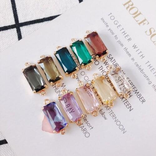 2pieces/lot Alloy Rectangular Double Hole Inlay Stone Earrings Pendant Material