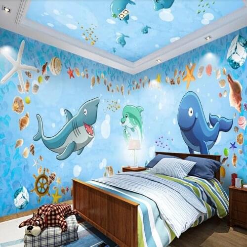 Milofi Custom 3D Wallpaper Mural Cartoon Hand Drawn Fantasy Underwater World Theme Space Whole House Background Wall