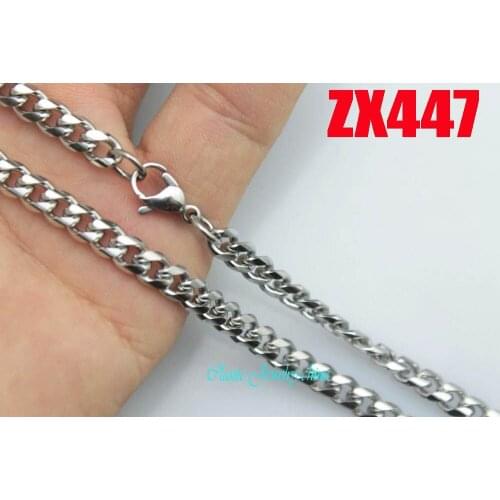 5mm rounded corners Curb Cuban chain stainless steel necklace fashion mens women jewelry chains 20pcs ZX447