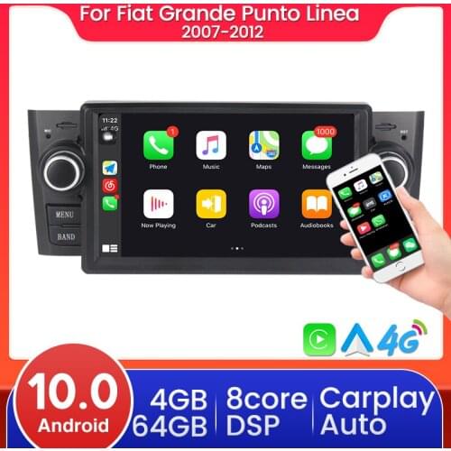 7 Inch DSP Android 10 4+64GB Car DVD For Fiat Linea Grande Punto 2007 - 2012 Auto Carplay car multimedia player GPS Navigation