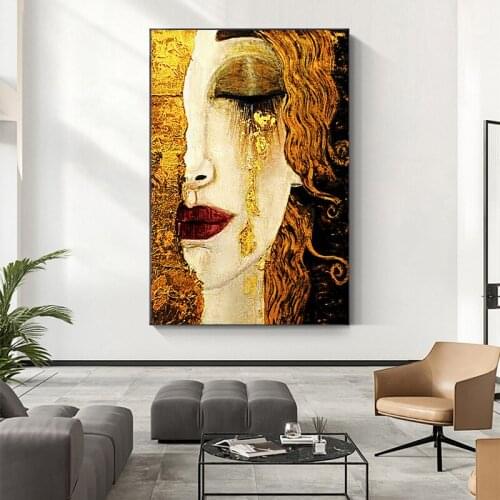 Abstract Gustav Klimt Tear Oil Painting Print on Canvas Famous Posters and Prints Wall Art Picture for Living Room Home Design