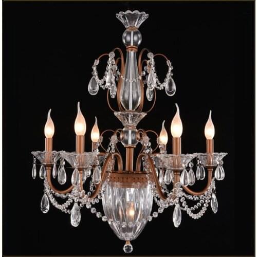 Rustic American style Crystal lighting loft lustre hanging iron lamp chandelier for dining Room Foyer Hotel Chandeliers lamparas