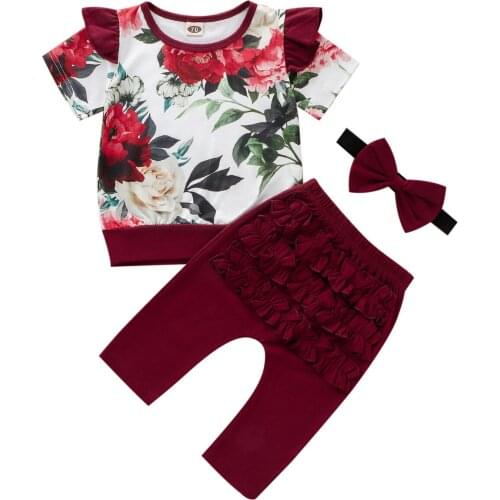 Children Clothing Suits For Girls Clothes Kids Toddler Enfant Fille Infantis Outfits Baby Girls Floral Print Clothing Set